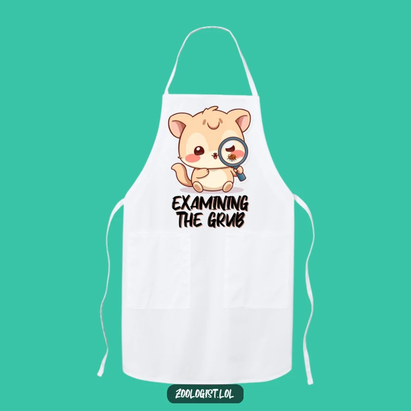 Funny Critter Inspector Apron - Playful Animal with Magnifying Glass, Perfect Kitchen Gift
