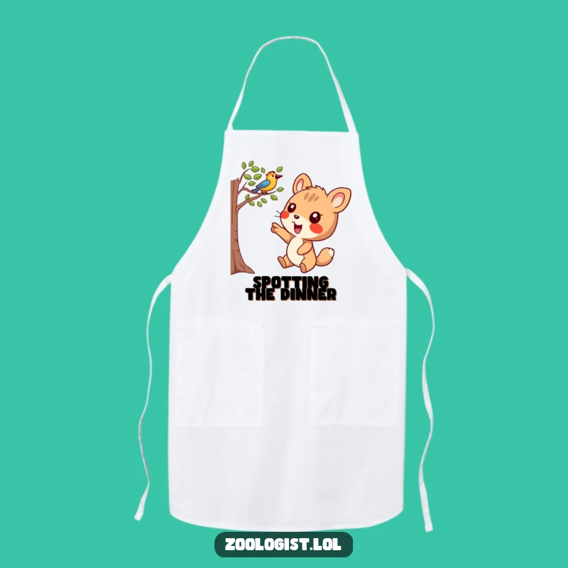 Funny Bird Spotter Apron - Joyful Animal Points at Tree, Perfect Kitchen Gift