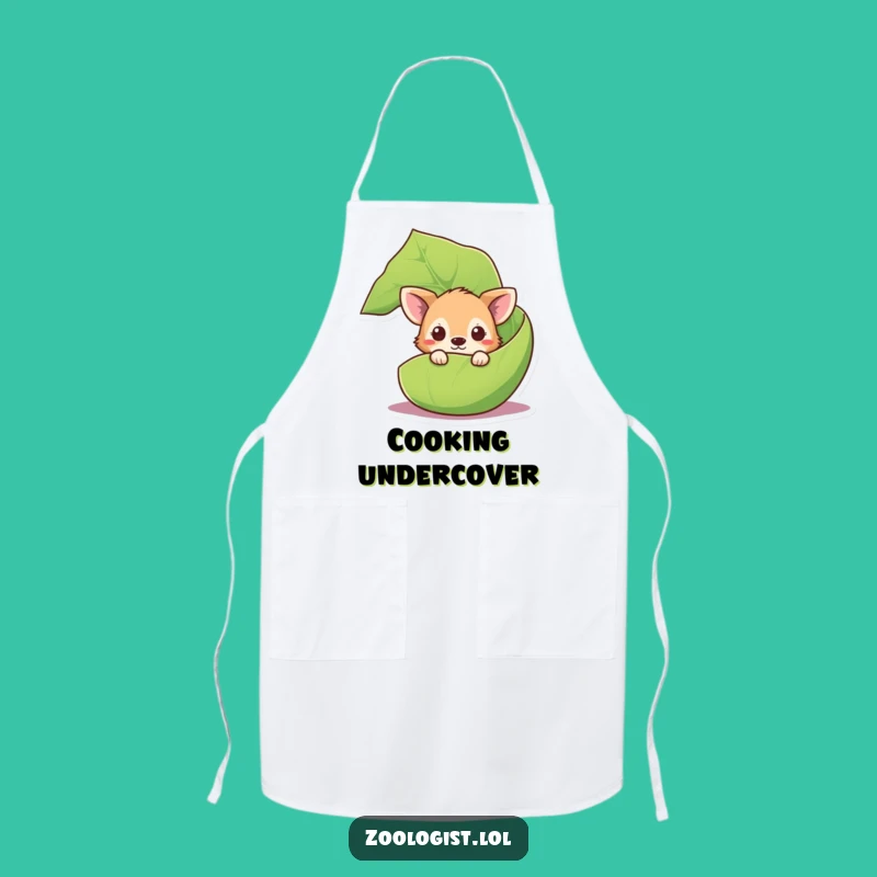 Funny Curious Animal Apron: Leaf Peek Design, Gift for Kitchen Explorers