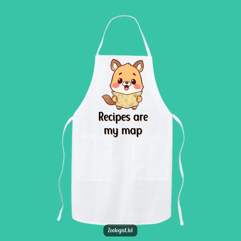 Funny Surprised Animal Map Apron - Chef's Cute Gift for Kitchen Navigation