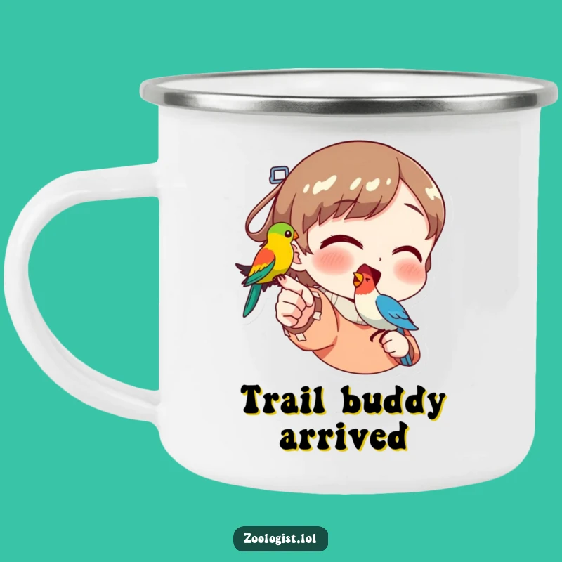 Funny Bird Pointer Camping Mug: Colorful Bird Adventure Gift