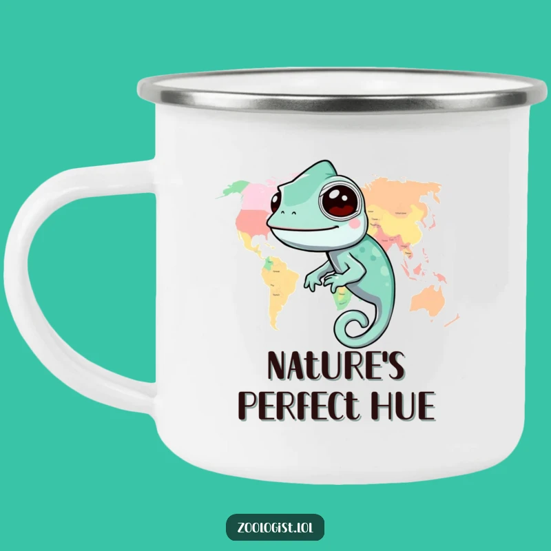 Funny Chameleon Map Camping Mug: Your Colorful Companion for Outdoor Exploration
