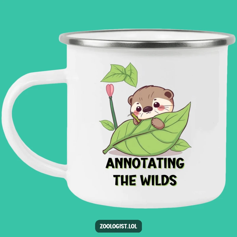 Funny Otter Leaf Annotation Camping Mug - Hilarious Outdoor Study Companion