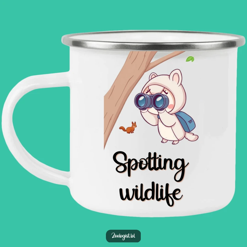Funny Squirrel Spotting Camping Mug: Binocular View, Outdoor Gift