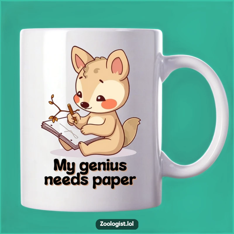 Funny Artist Animal Mug - Curious Sketcher with Twig, Perfect Creative Gift