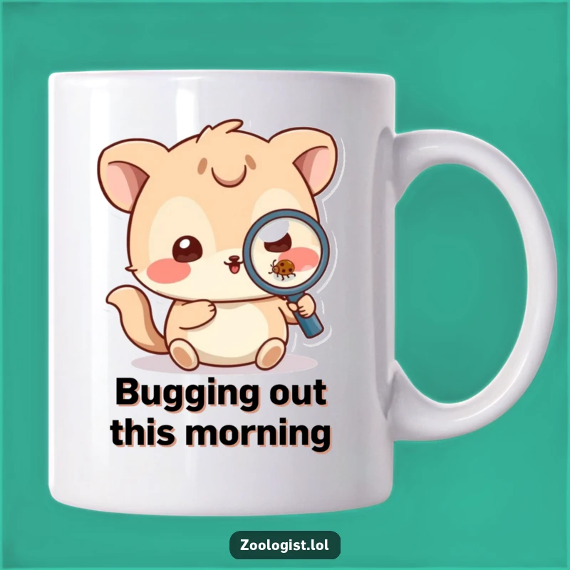 Funny Bug Inspector Mug - Playful Animal with Magnifying Glass, Perfect Nature Lover Gift