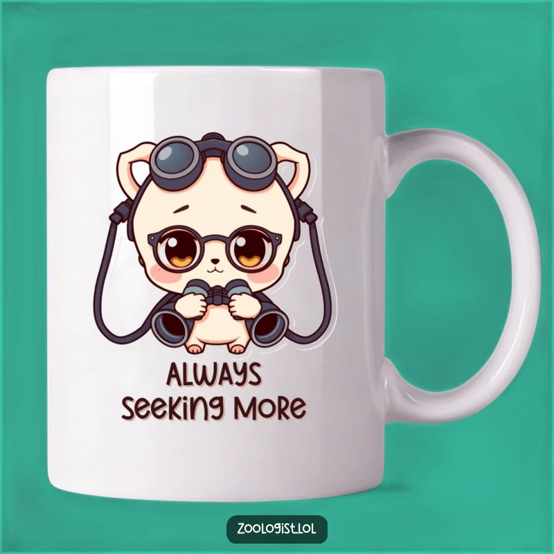 Funny Curious Character Binoculars Mug - Explorer's Gift for Keen Observers