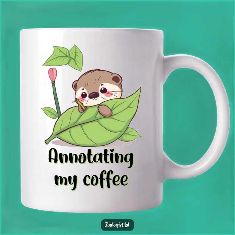 Funny Otter Leaf Annotation Mug - Hilarious Study Gift for Nerds