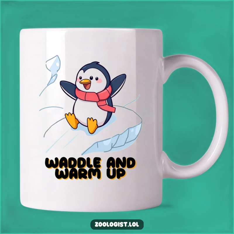 Funny Penguin Zoologist Mug - Icy Slide Fun, Perfect Gift for Animal Lovers