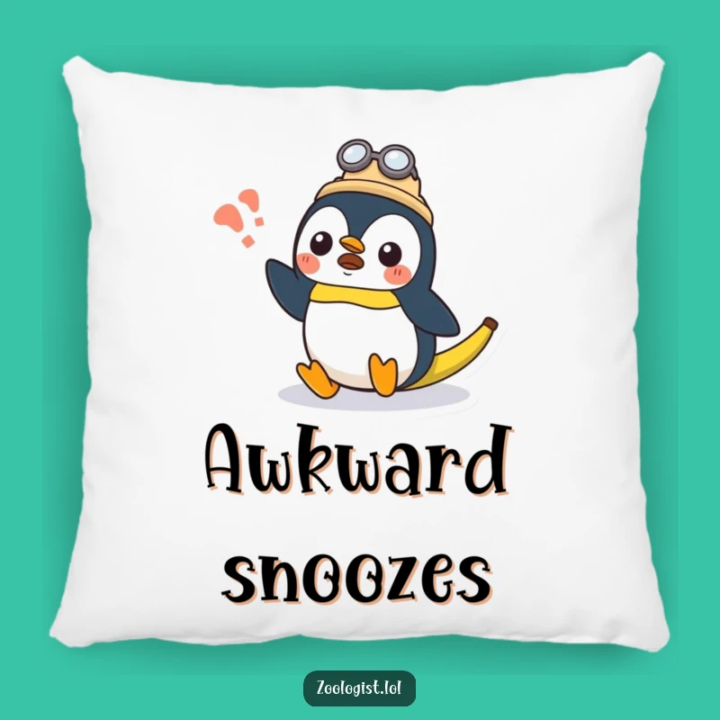 Funny Kawaii Penguin Zoologist Pillow: Surprised Banana Slip, Cozy Comfort Gift