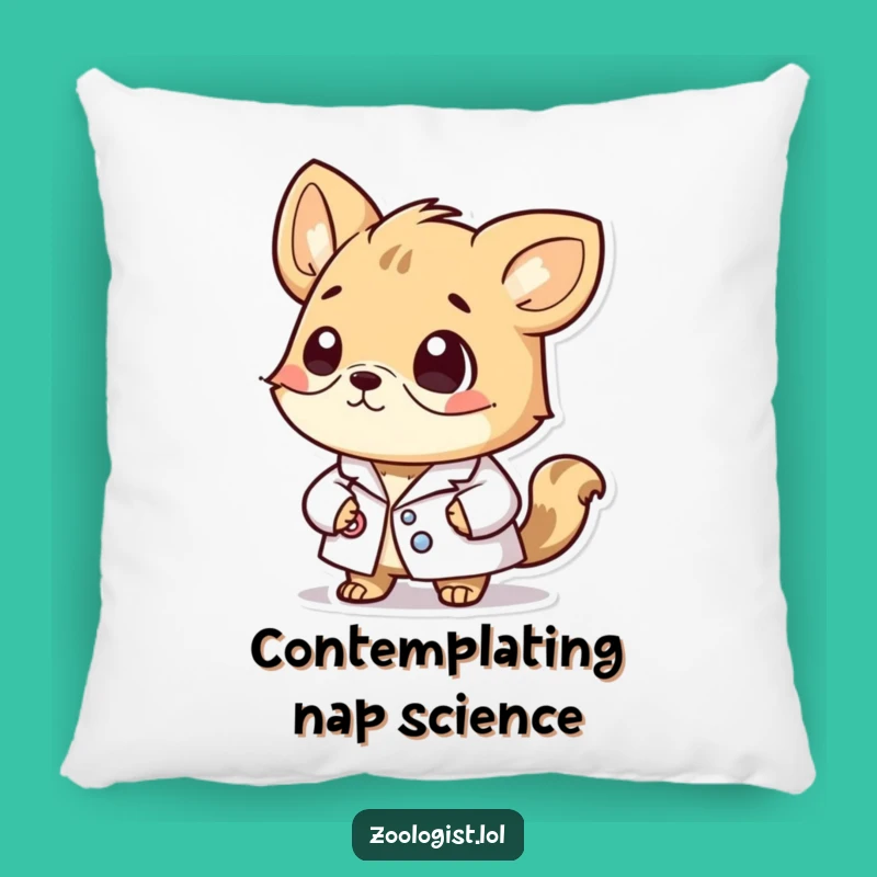 Funny Pillow: Thoughtful Lab Coat Animal - Cozy Contemplation!