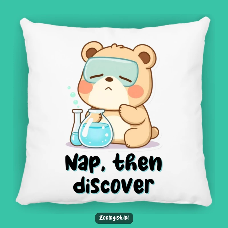 Cozy Funny Kawaii Bear Zoologist Pillow: Soft Sleepy Lab Cushion
