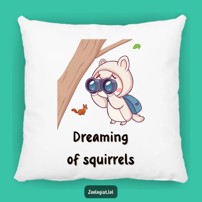 Funny Squirrel Spotting Pillow: Cozy Observer Cushion, Gift for Relaxation