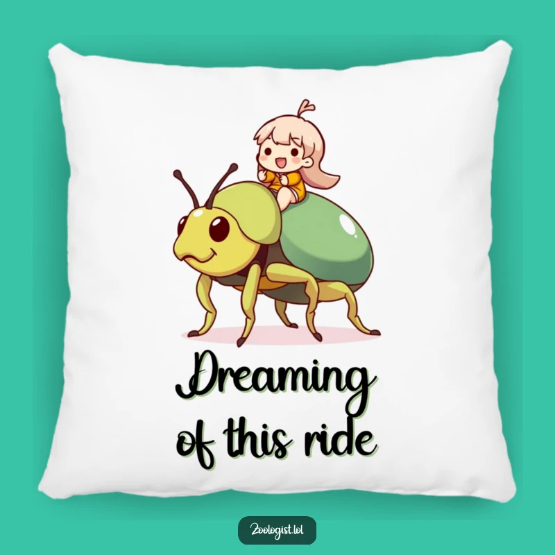 Funny Beetle Rider Pillow: Cozy Character's Giant Insect Comfort Accent