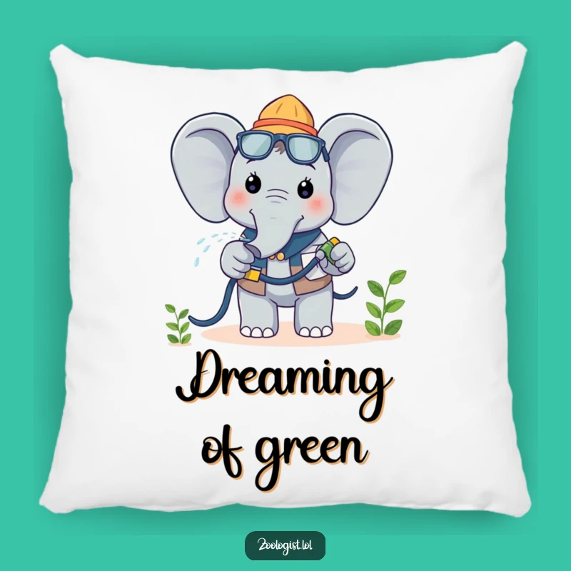 Funny Kawaii Elephant Zoologist Pillow: Snuggle Up with Botanical Cheer, a Great Gift!