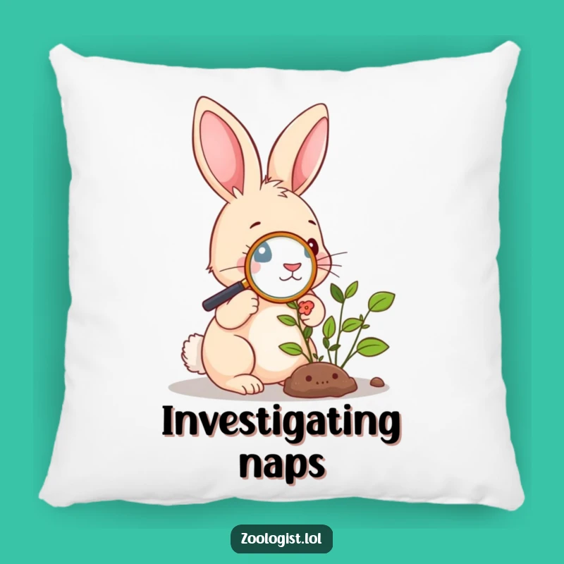 Funny Rabbit Botany Pillow: Cozy Bunny Plant Cushion, Cute Gift