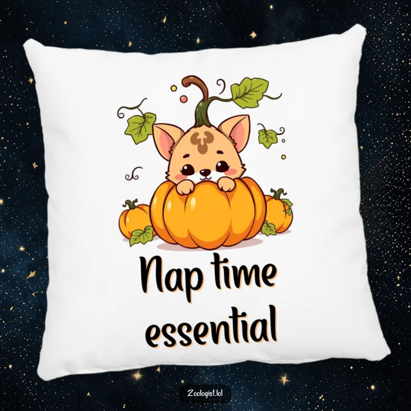 Funny pillow featuring a mischievous animal character skillfully hiding behind a large potted plant, designed for humorous comfort.