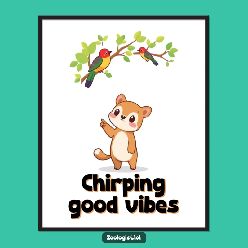 Funny Bird Watching Digital Art - Cute Animal Tree Print