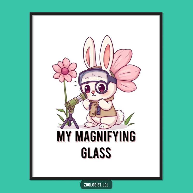 Funny Kawaii Rabbit Zoologist Digital Art: Instant Botanical Laughs, a Perfect Gift!