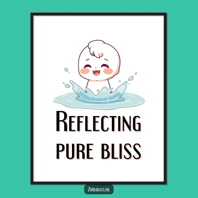 Funny Puddle Splash Digital Art: Playful Character Print Gift