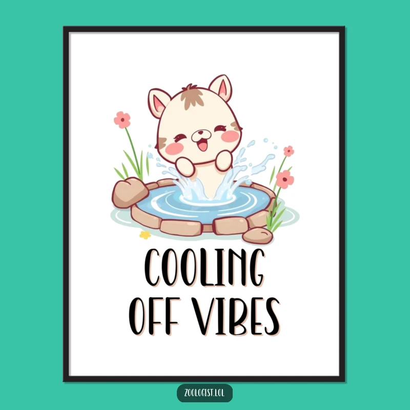 Funny Splash Digital Art - Cute Animal Water Play Print