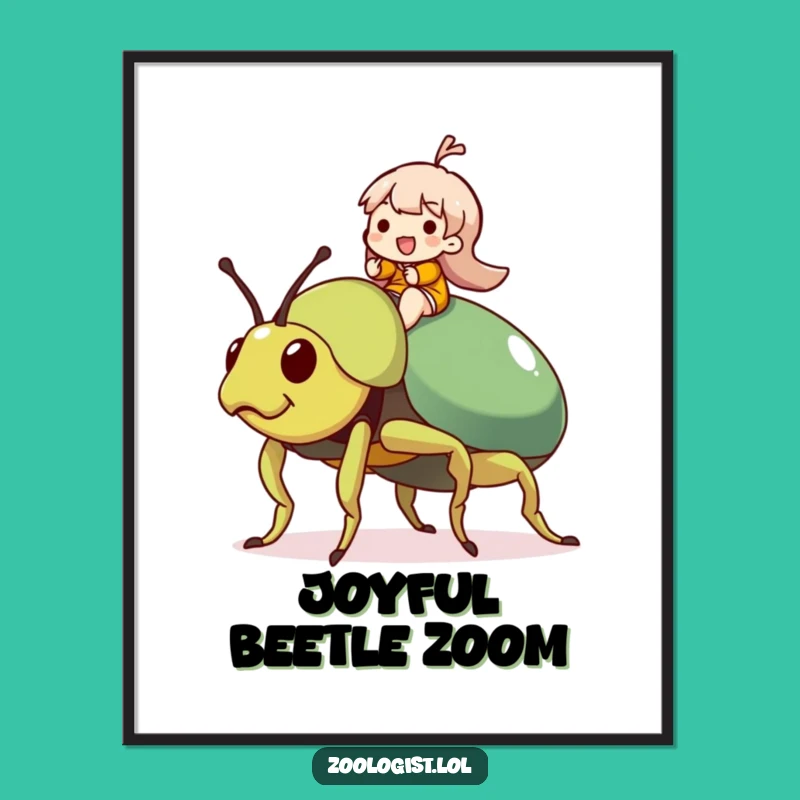 Funny Beetle Rider Digital Art: Character's Joyful Giant Insect Download