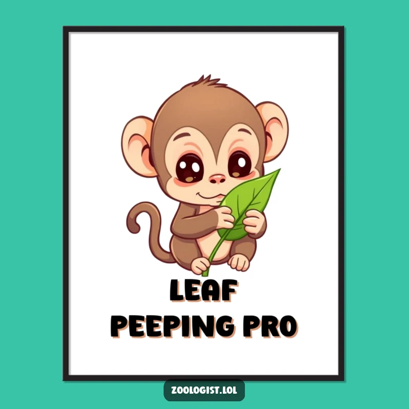 Funny Curious Monkey Digital Art Print: Humorous Decor for Nature Lovers