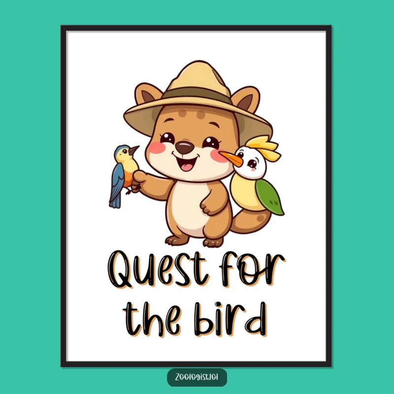 Funny Digital Art - Joyful Safari Animal & Bird, Instant Adventure Decor