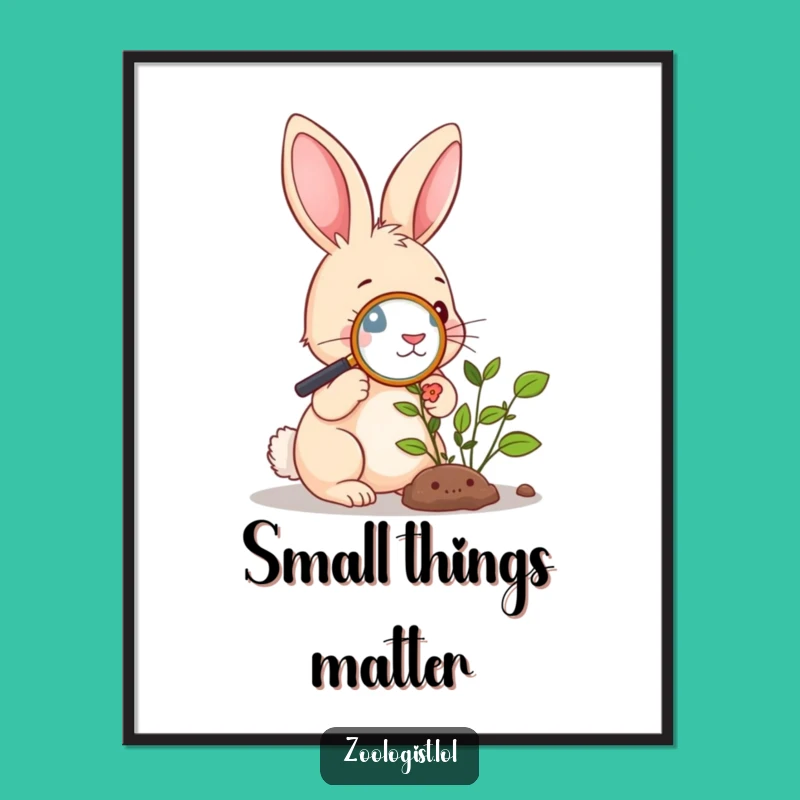 Funny Rabbit Botany Digital Art: Cute Bunny Plant Print, Gift