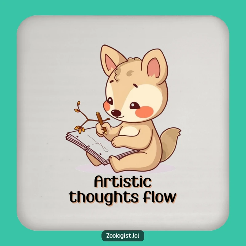 Funny Coaster Set - Artist Animal Sketcher, Protects Surfaces with Creativity