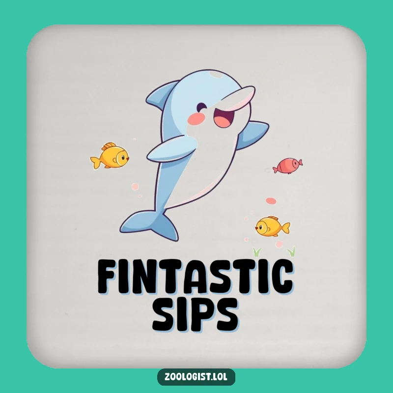 Funny Dolphin Coaster - Excited Leaping Fish Spotter Drink Accessory