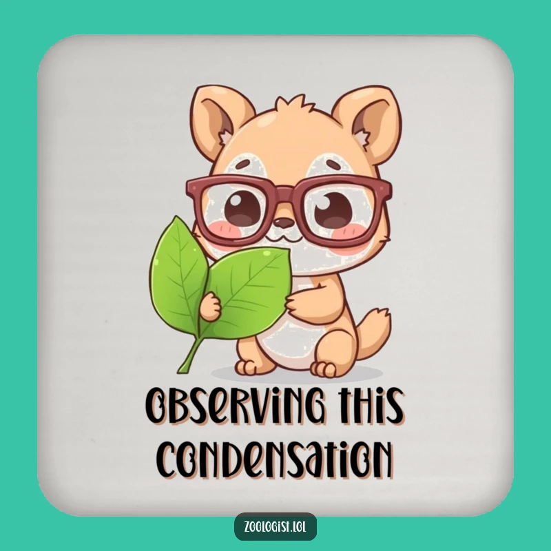 Funny Animal Scientist Coaster - Cute Character, Glasses, Leaf Exam, Protect Surfaces Gift