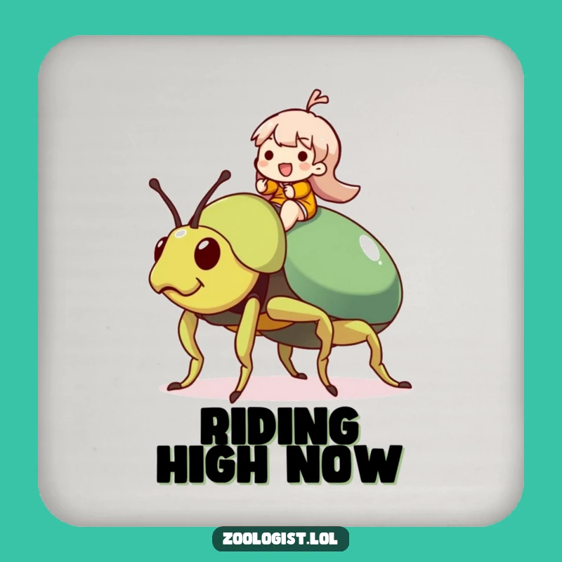 Funny Beetle Rider Coaster: Character's Joyful Giant Insect Protection