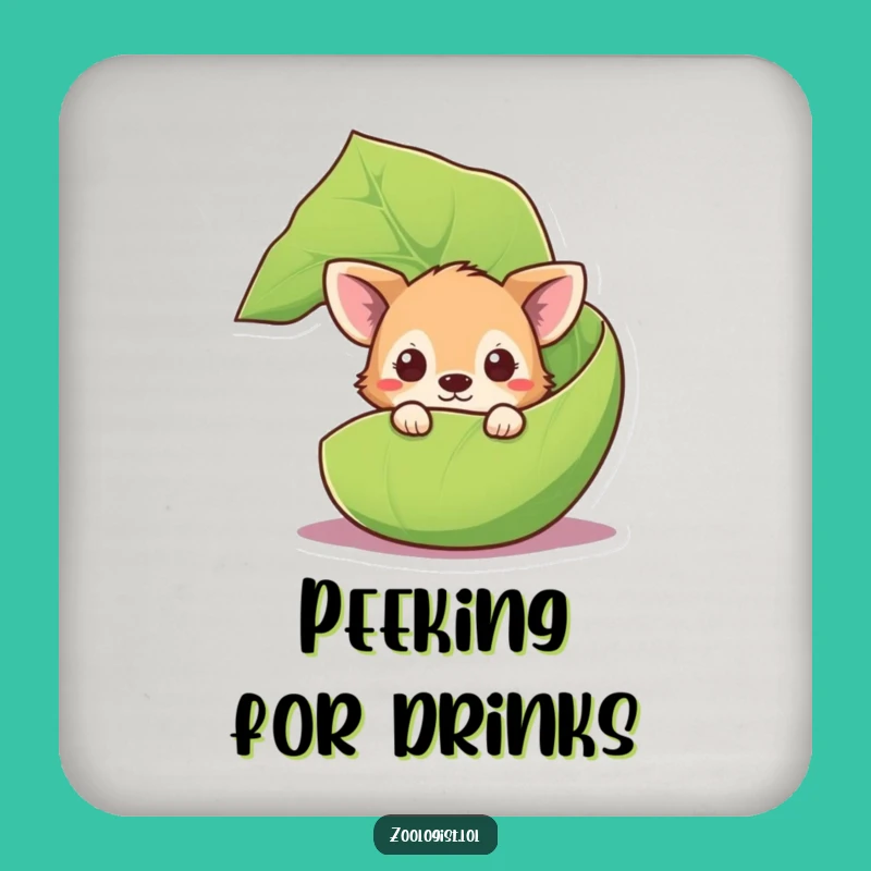 Funny Curious Animal Coaster: Leaf Peek Protection, Gift for Tables