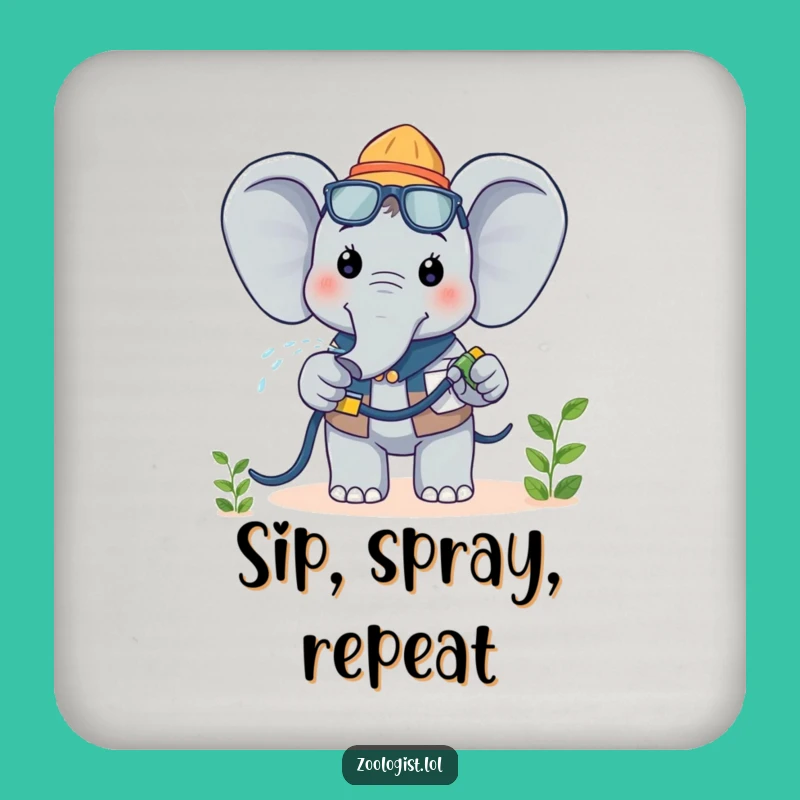 Funny Kawaii Elephant Zoologist Coaster: Protect Surfaces with Botanical Smiles, a Gift!