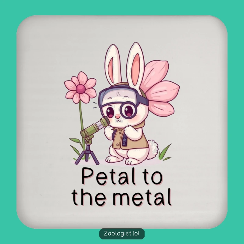 Funny Kawaii Rabbit Zoologist Coaster: Protect Surfaces with Botanical Humor, a Gift!