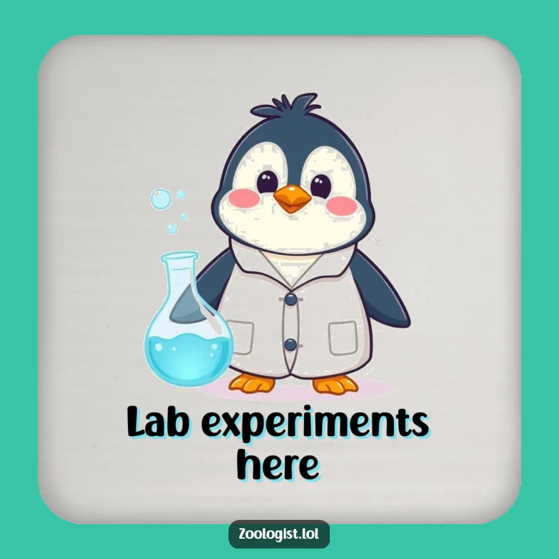 Funny Penguin Scientist Coaster: Protect Surfaces with Hilarious Lab Art
