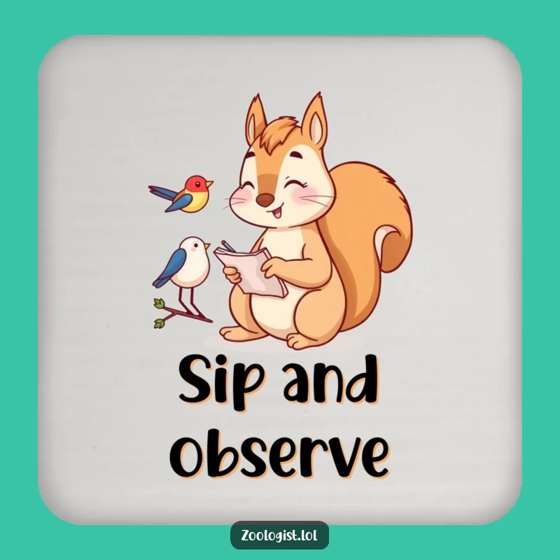 Funny Squirrel Birdwatching Coasters: Observant Squirrel Set, Perfect Gift