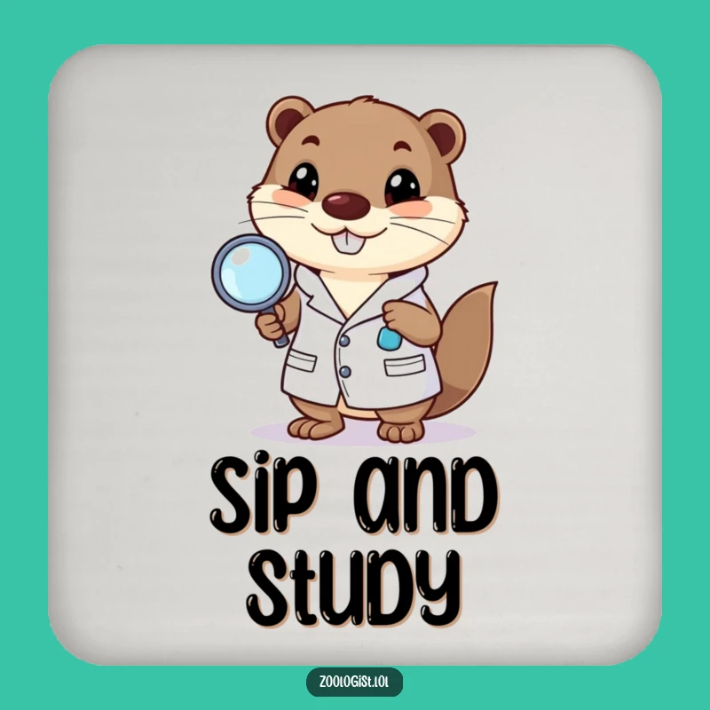 Funny Happy Otter Drink Coaster: Humorous Protection for Your Surfaces