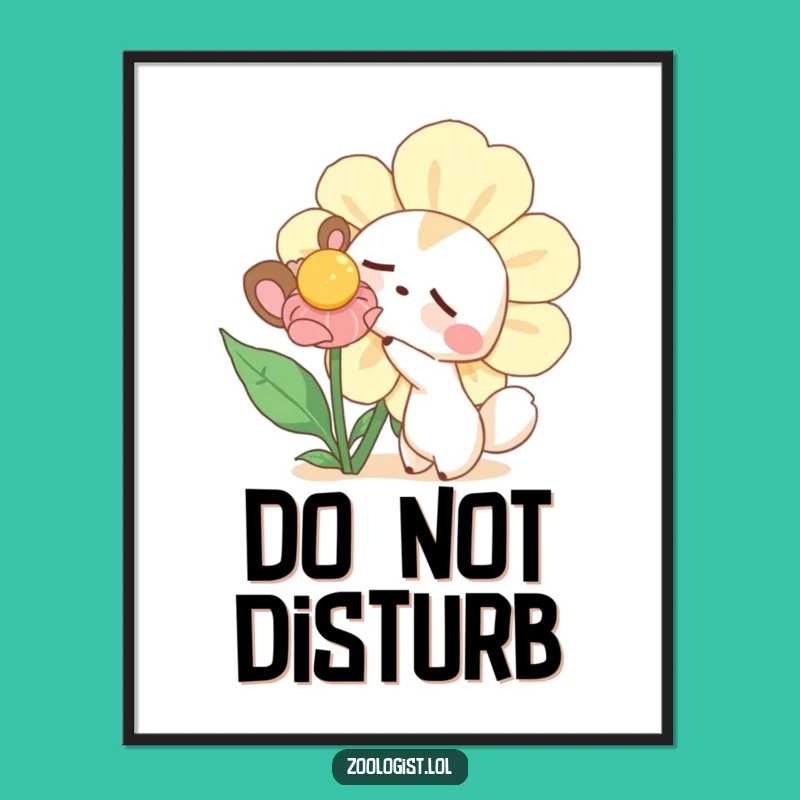 Funny Curious Animal Poster - Adorable Poke Flower Wall Art Gift