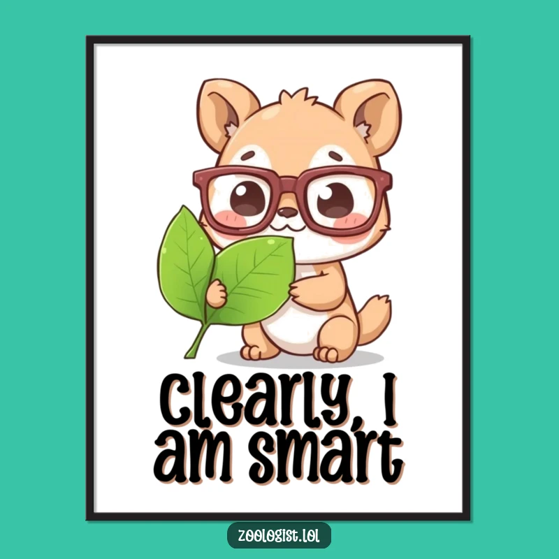 Funny Animal Scientist Poster - Cute Character with Glasses Studying Nature, Quirky Wall Art Gift