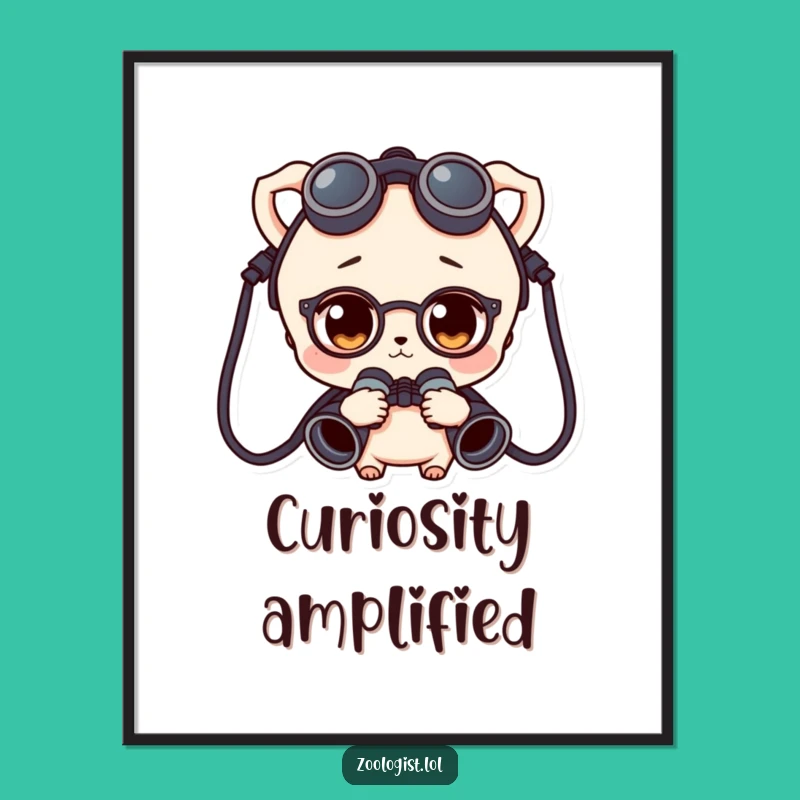 Funny Curious Character Binoculars Poster - Explorer's Wall Art, Gift Idea
