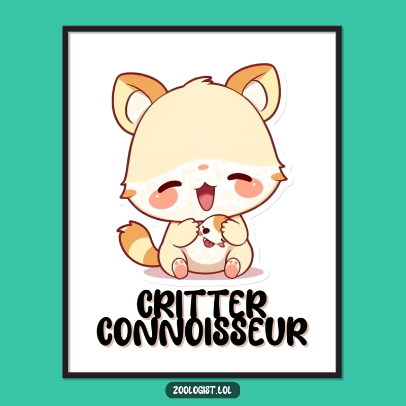 Funny Excited Animal Poster - Cute Art Print of Creature Fascination