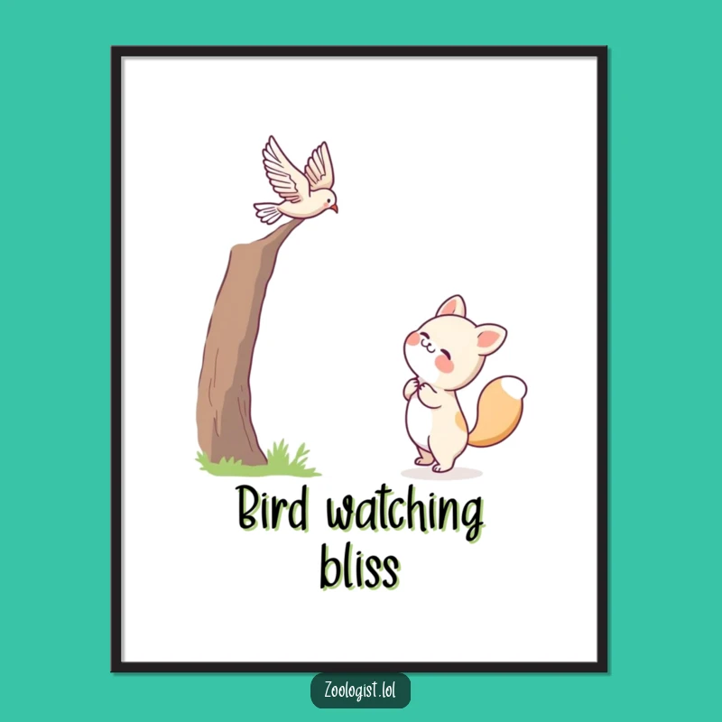 Funny Joyful Animal Bird Poster - Cute Art Print for Nature Lovers