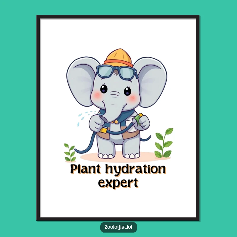 Funny Kawaii Elephant Zoologist Poster: Grow Happiness, a Hilarious Gift Idea!