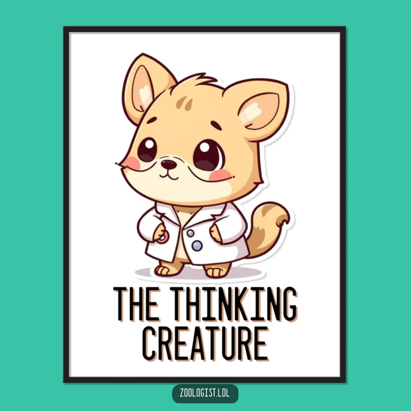 Funny Science Poster: Thoughtful Lab Coat Animal - Decorate & Ponder!