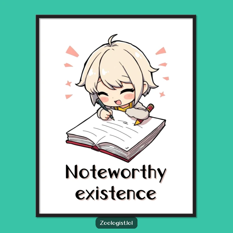 Funny Writing Art Print: Furious Notes Design, Whimsical Office Decor Gift