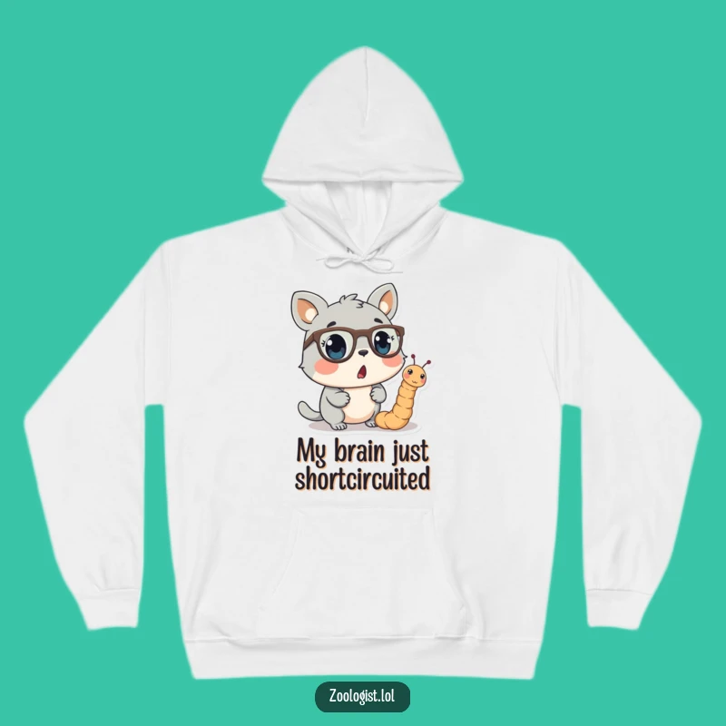 Cozy Funny Animal Hoodie - Surprised by a Worm with Spectacles, Ultimate Comfort Gift