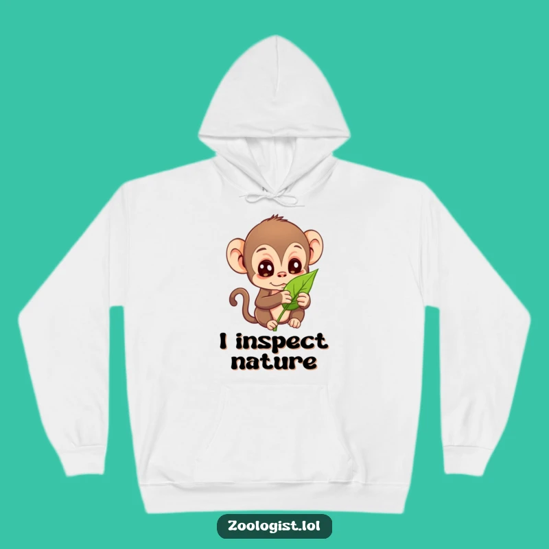 Funny Curious Monkey Leaf Hoodie: Cozy and Humorous Outdoor Apparel