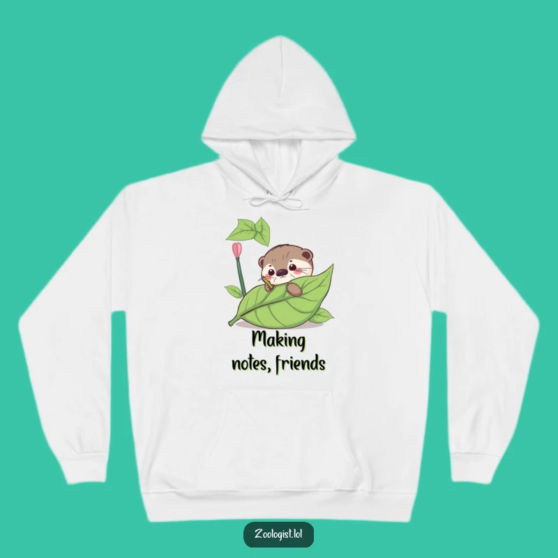 Funny Otter Leaf Annotation Hoodie - Cozy Hilarious Study Sweatshirt